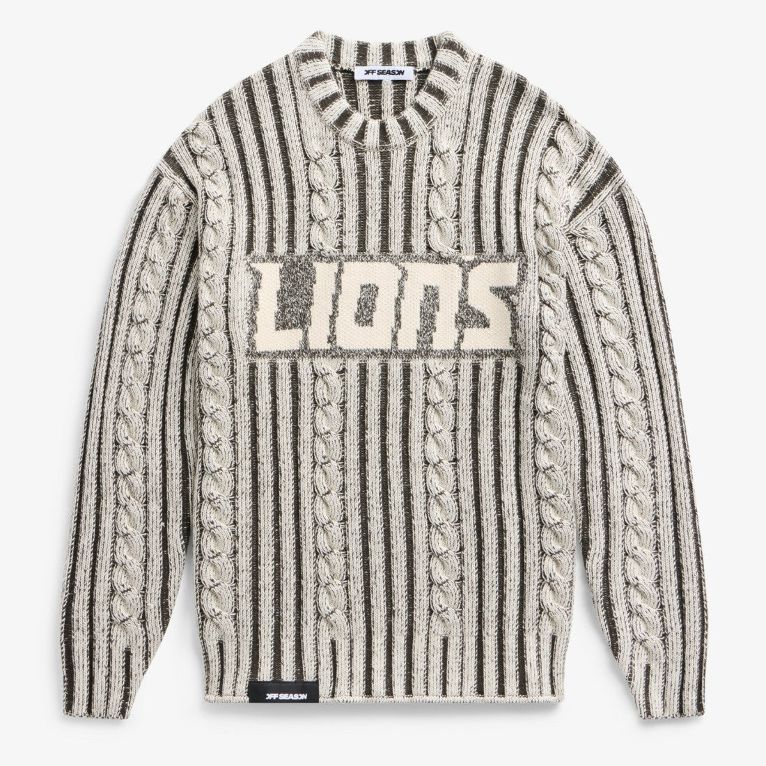 Detroit Lions Off Season x NFL Unisex Cable Knit Sweater Cream/Gray | NFL