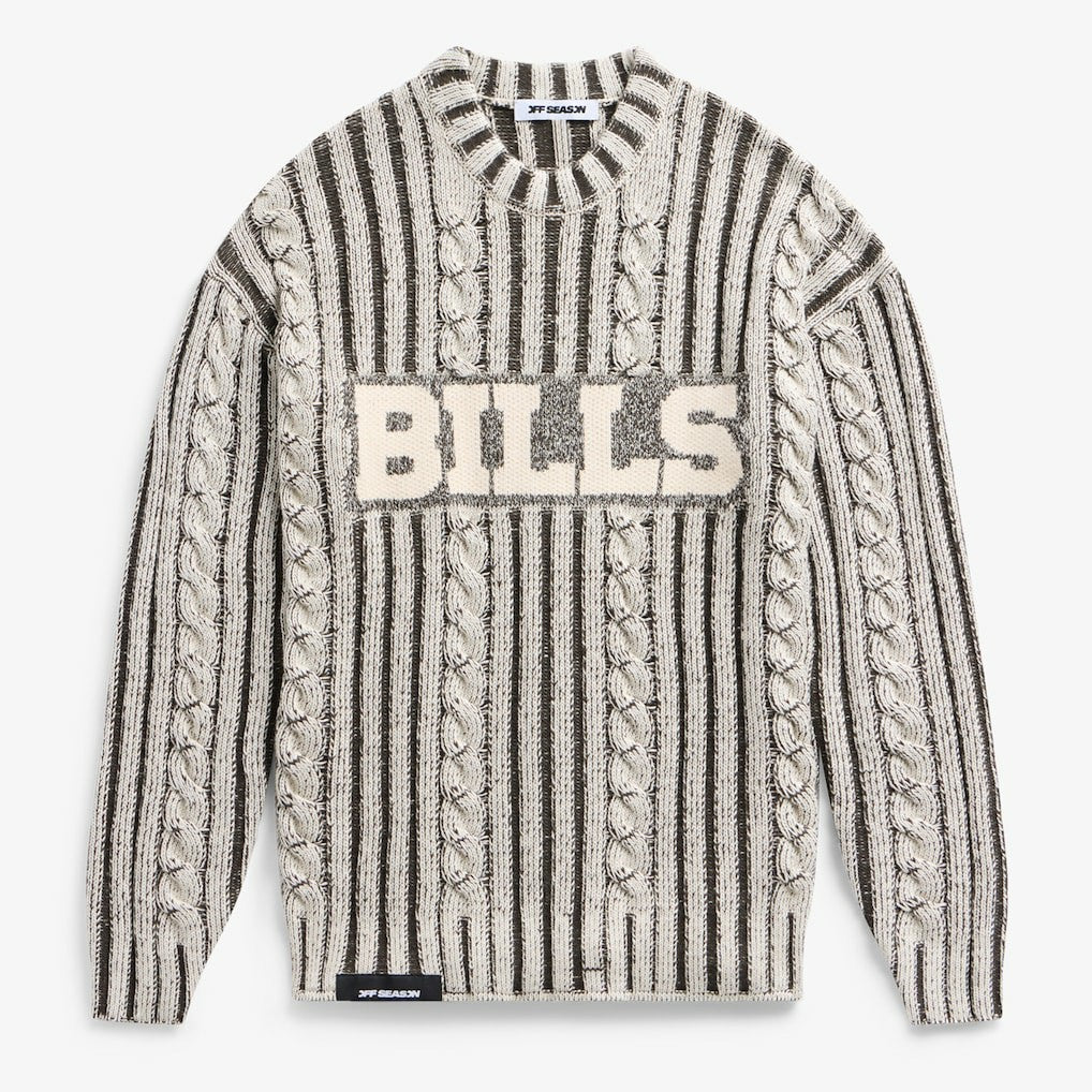 Buffalo Bills Off Season x NFL Unisex Cable Knit Sweater Cream/Gray | NFL