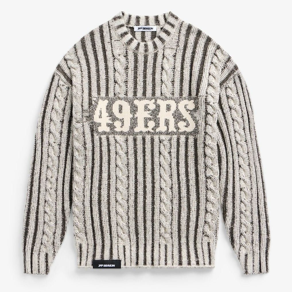 San Francisco 49ers Off Season x NFL Unisex Cable Knit Sweater Cream/Gray | NFL