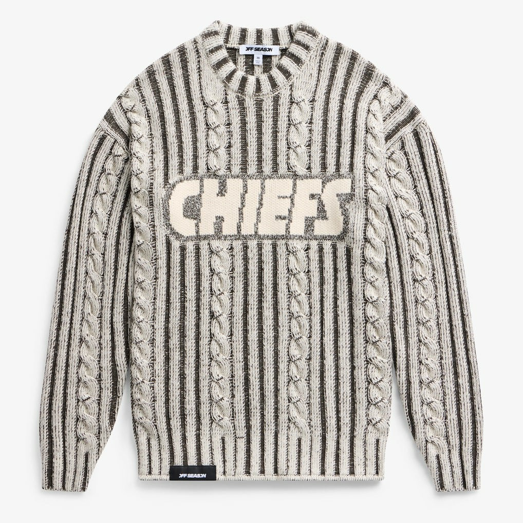 Kansas City Chiefs Off Season x NFL Unisex Cable Knit Sweater Cream/Gray | NFL