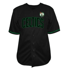 Boston Celtics Big & Tall Pop Full-Button Baseball Jersey Black - NBA