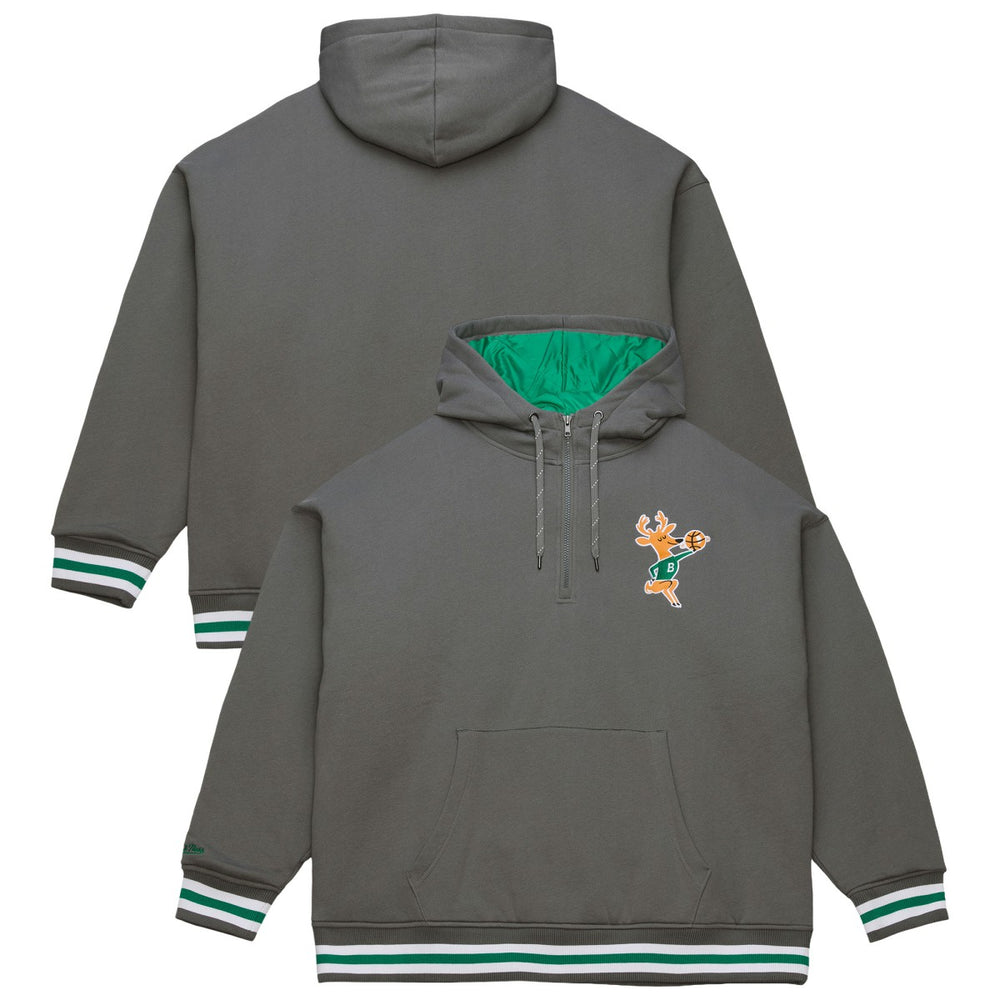 Milwaukee Bucks Throw It Back Quilted Fleece Quarter-Zip Hoodie Gray - NBA