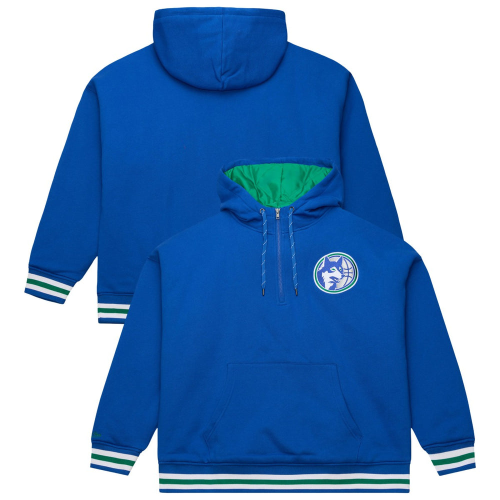 Minnesota Timberwolves Throw It Back Quilted Fleece Quarter-Zip Hoodie Royal - NBA