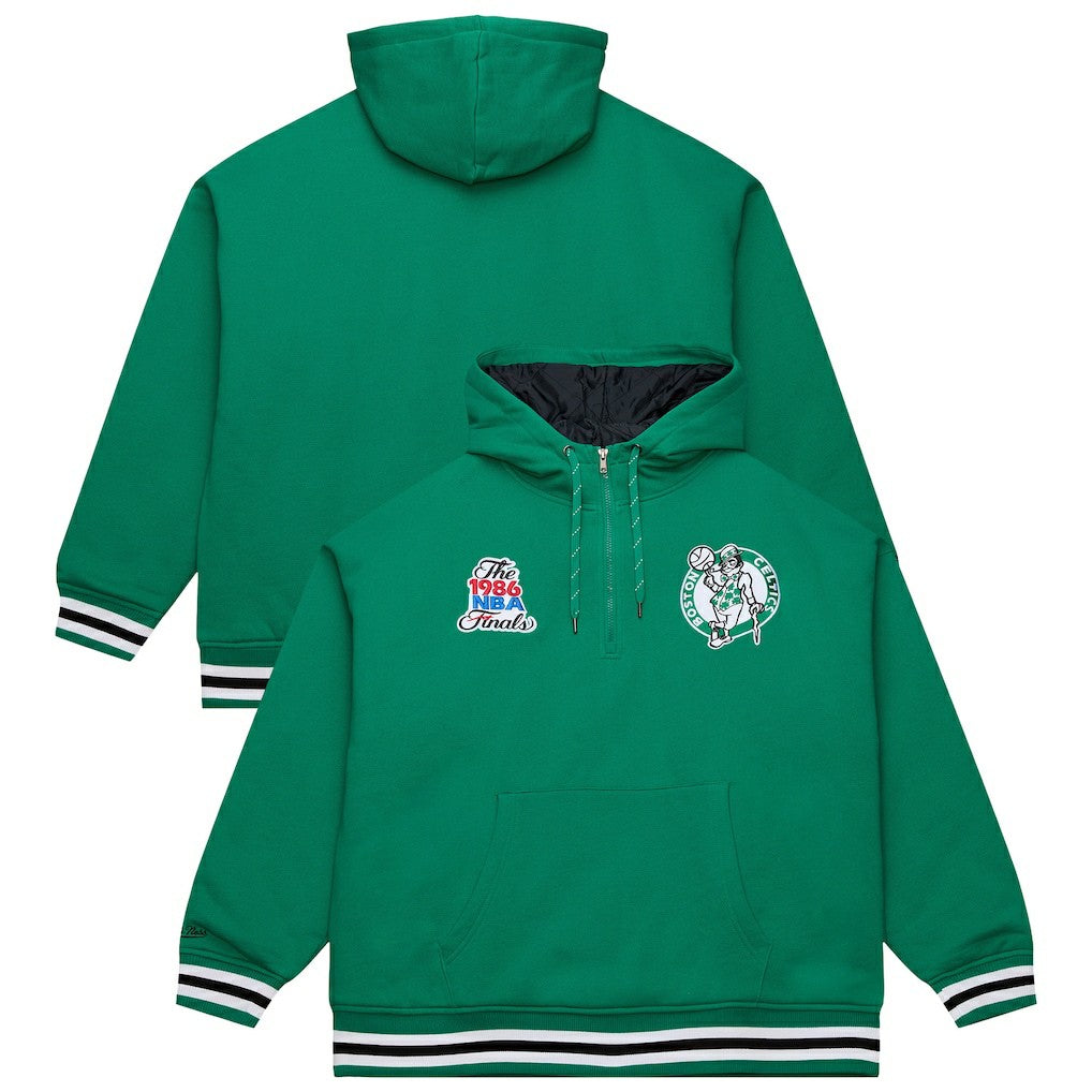 Boston Celtics Throw It Back Quilted Fleece Quarter-Zip Hoodie Green - NBA