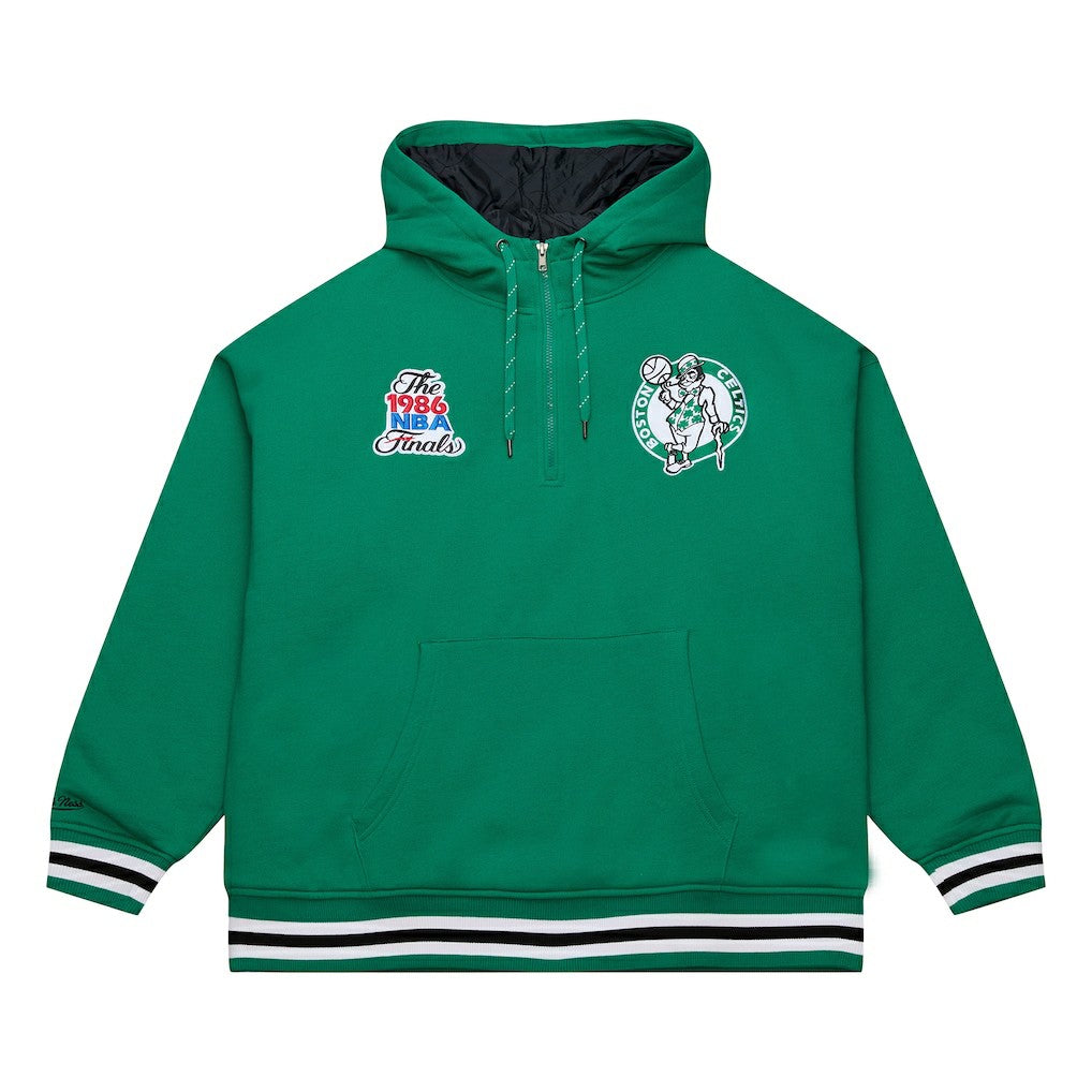 Boston Celtics Throw It Back Quilted Fleece Quarter-Zip Hoodie Green - NBA