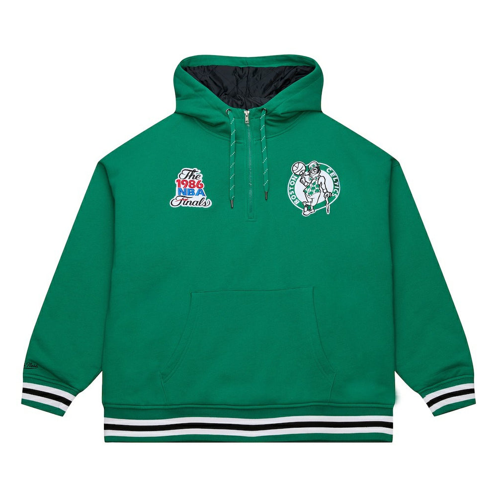 Boston Celtics Throw It Back Quilted Fleece Quarter-Zip Hoodie Green - NBA