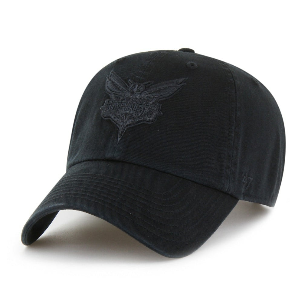 Charlotte Hornets '47 Black on Black Clean Up Adjustable Hat - NBA