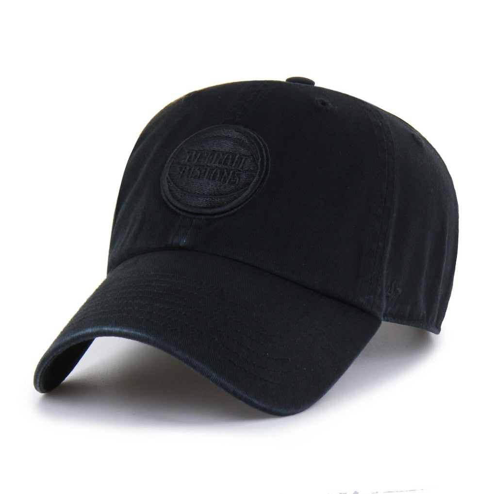 Detroit Pistons '47 Black on Black Clean Up Adjustable Hat - NBA