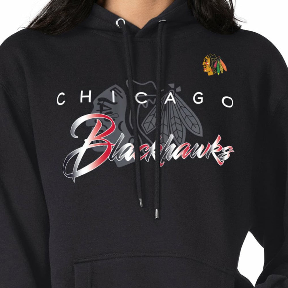 Chicago Blackhawks G-III 4Her by Carl Banks Shadow Logo Fleece Pullover Hoodie - Black - NHL