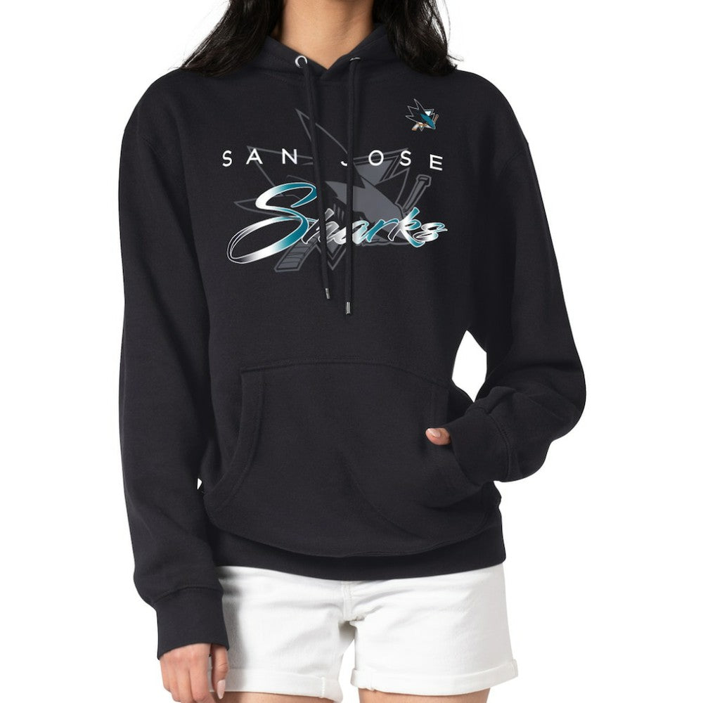 San Jose Sharks G-III 4Her by Carl Banks Shadow Logo Fleece Pullover Hoodie - Black - NHL