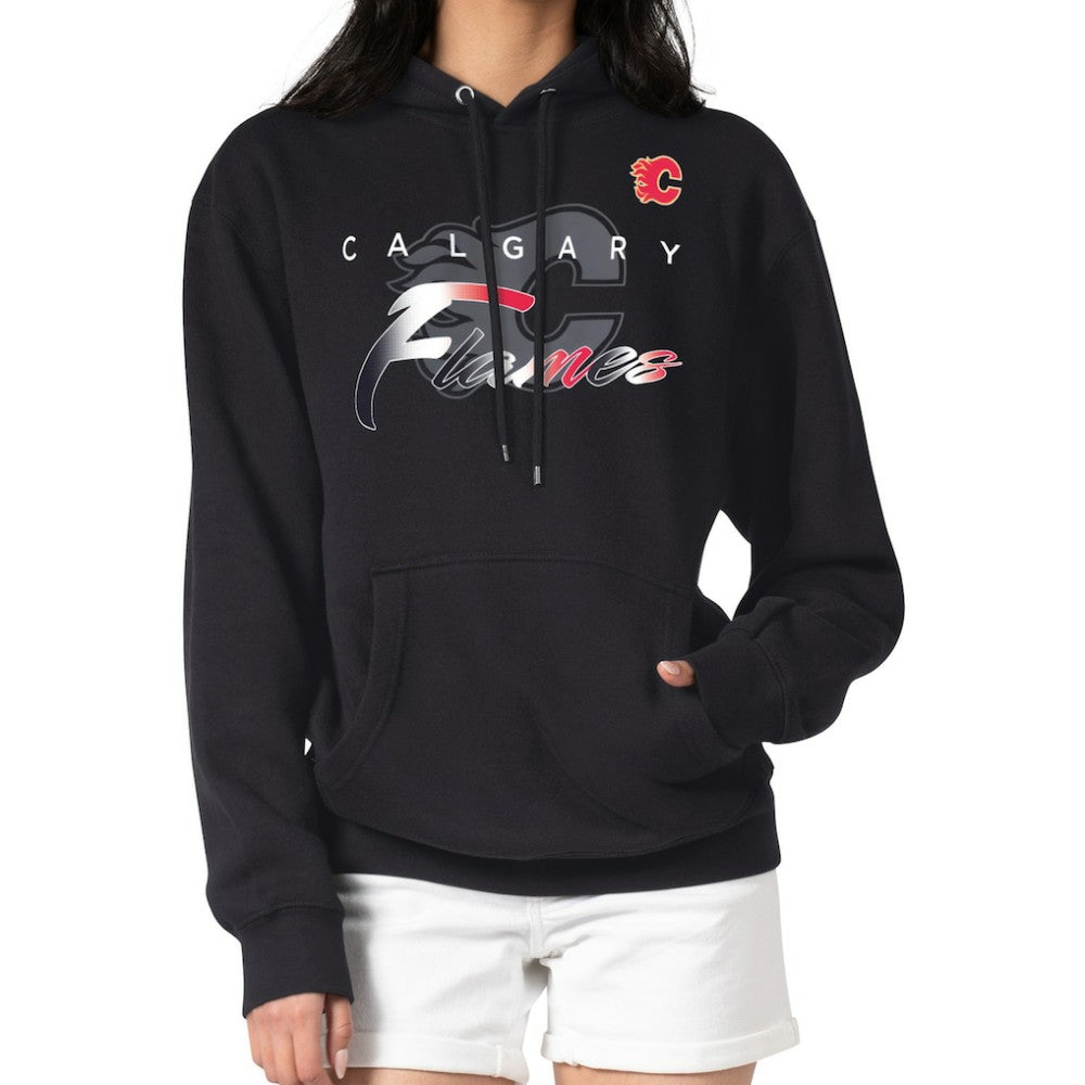 Calgary Flames G-III 4Her by Carl Banks Shadow Logo Fleece Pullover Hoodie - Black - NHL