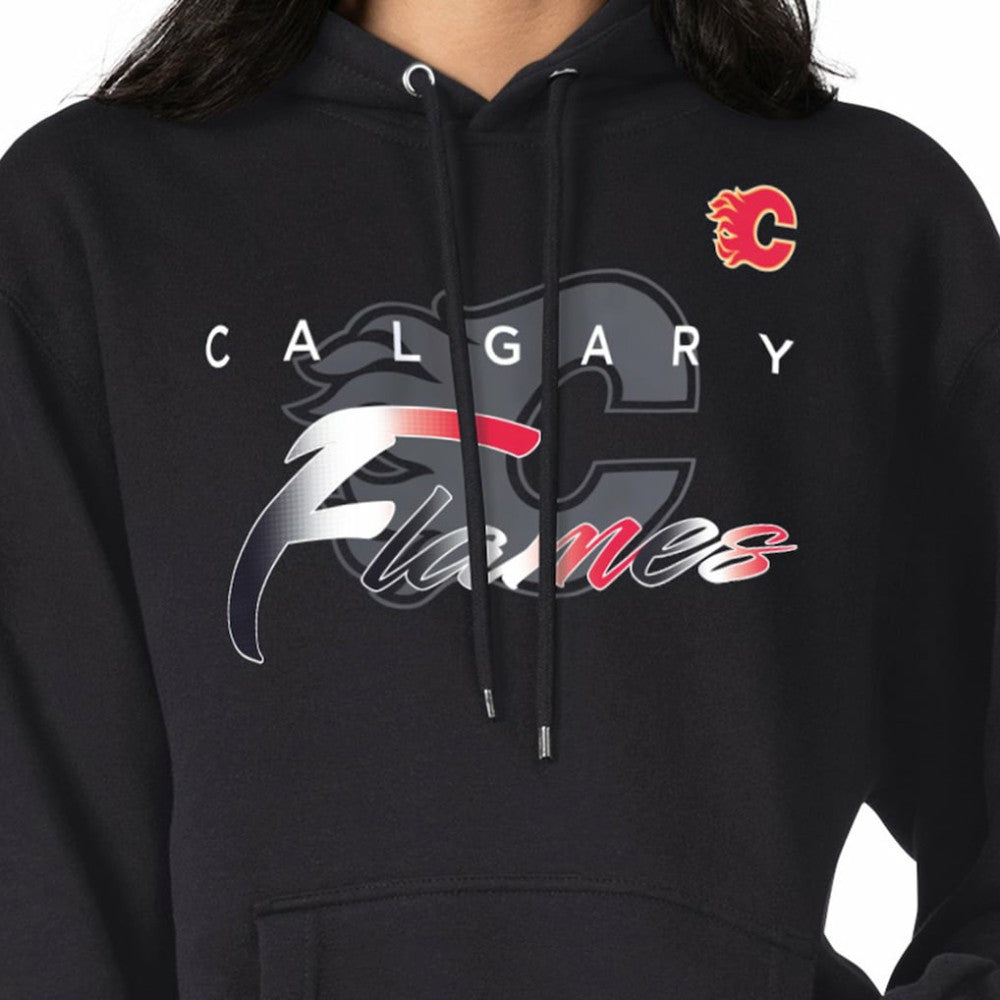 Calgary Flames G-III 4Her by Carl Banks Shadow Logo Fleece Pullover Hoodie - Black - NHL
