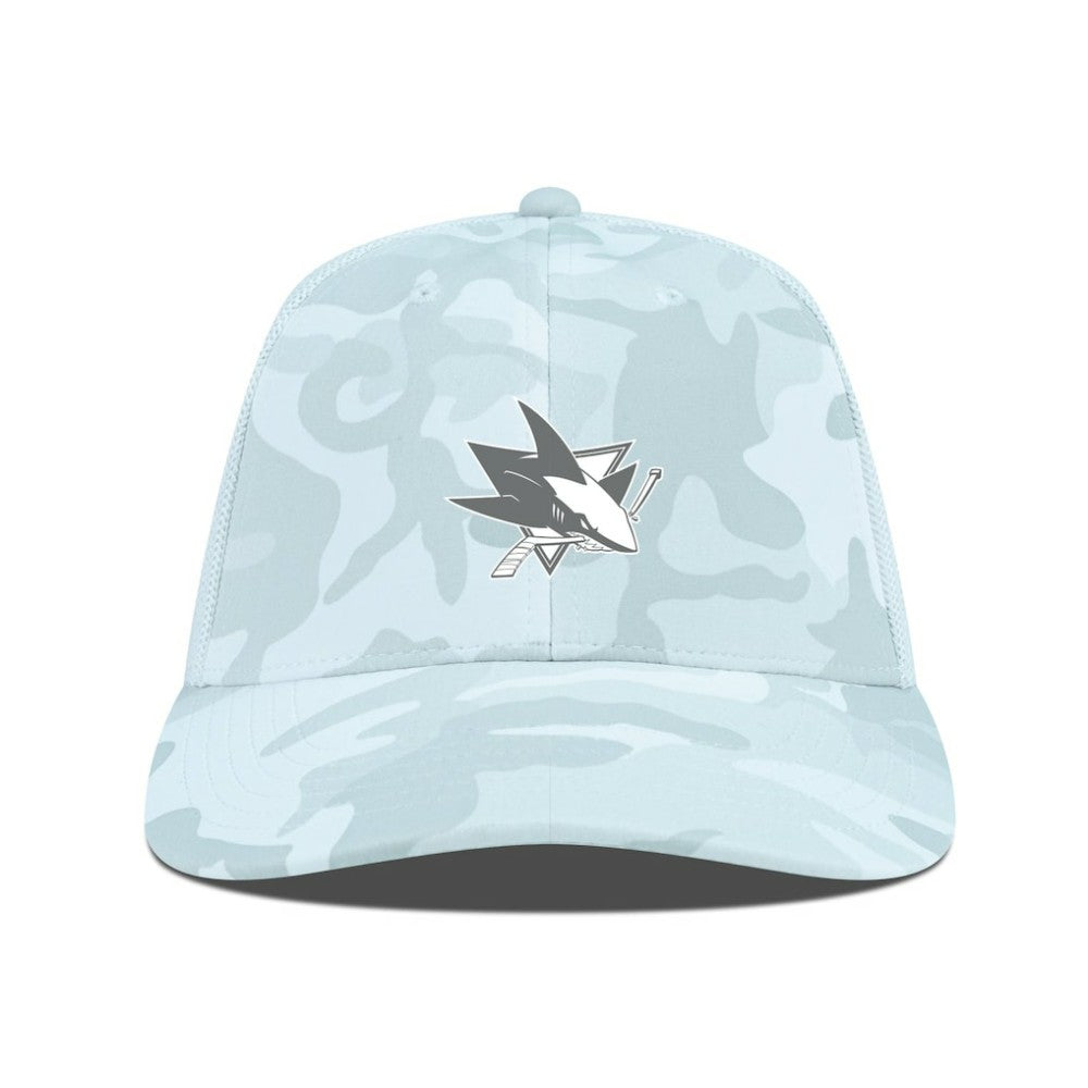 San Jose Sharks Levelwear Clash Slate & Snow Meshback Flex Hat - Camo - NHL