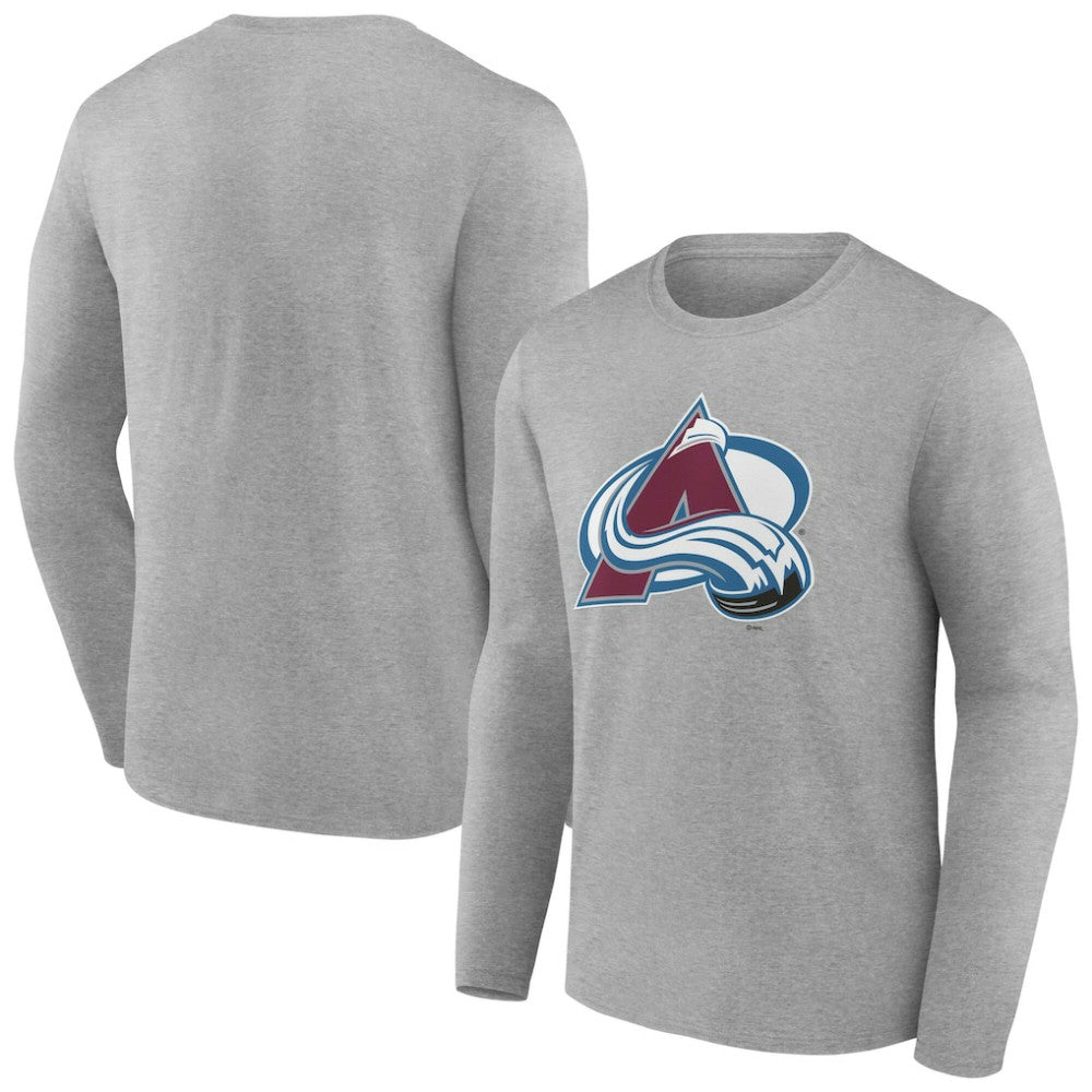 Colorado Avalanche Women's Primary Logo Long Sleeve V-Neck T-Shirt - Gray - NHL