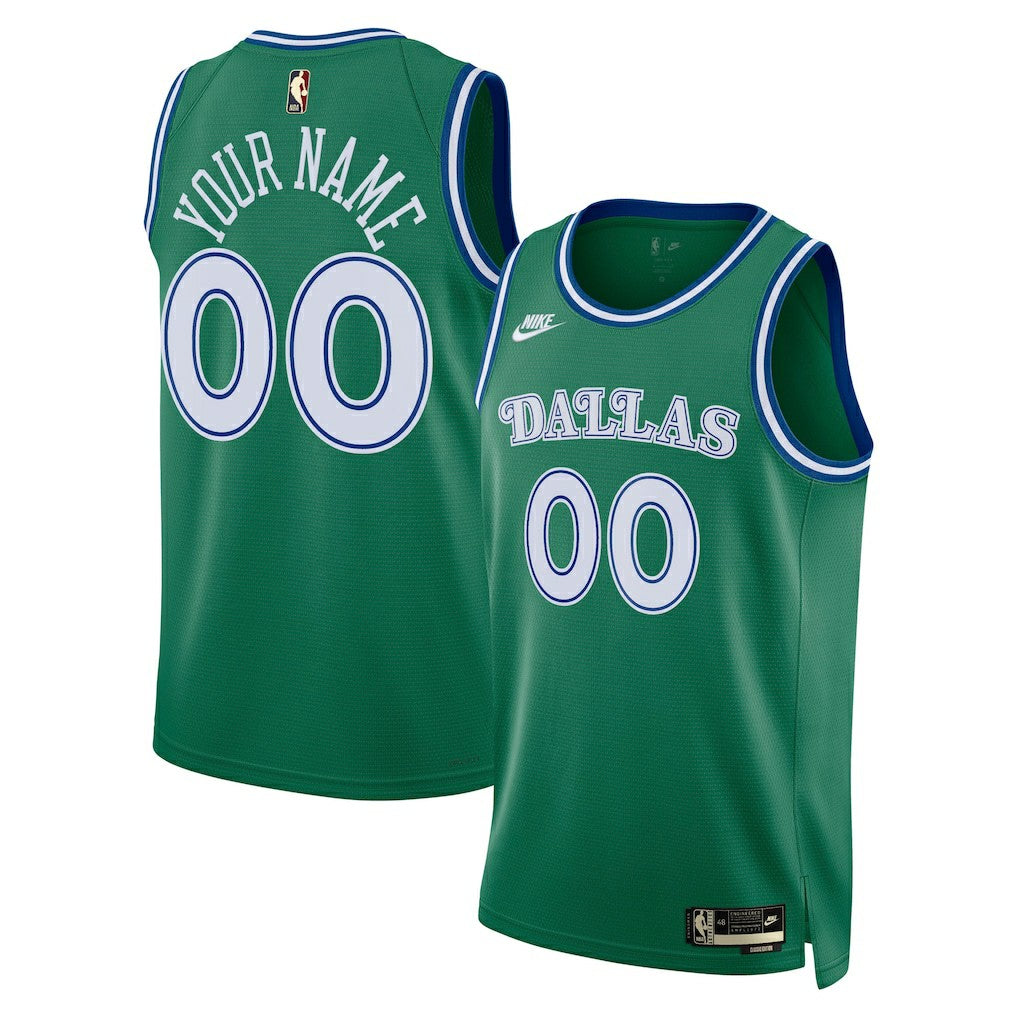 Dallas Mavericks Unisex Swingman Custom Jersey Classic Editi- Green - NBA