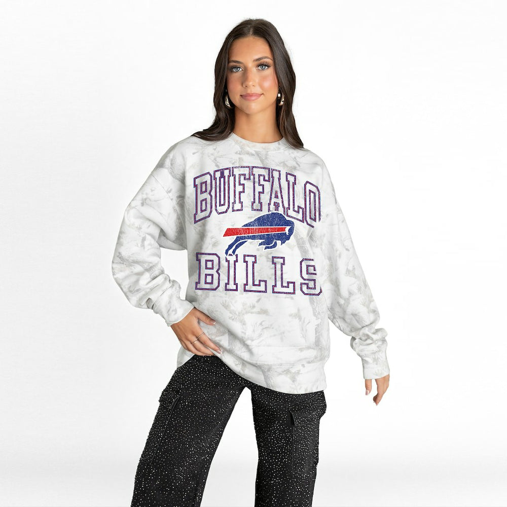 Buffalo Bills Gameday Couture Women's Whiteout Oversized Premium Fleece Sweatshirt Arctic Camo | NFL