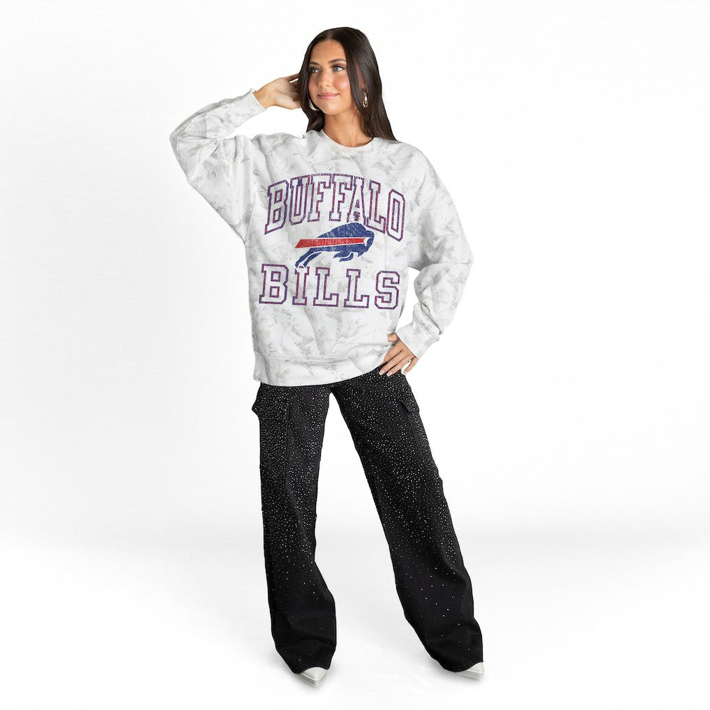 Buffalo Bills Gameday Couture Women's Whiteout Oversized Premium Fleece Sweatshirt Arctic Camo | NFL