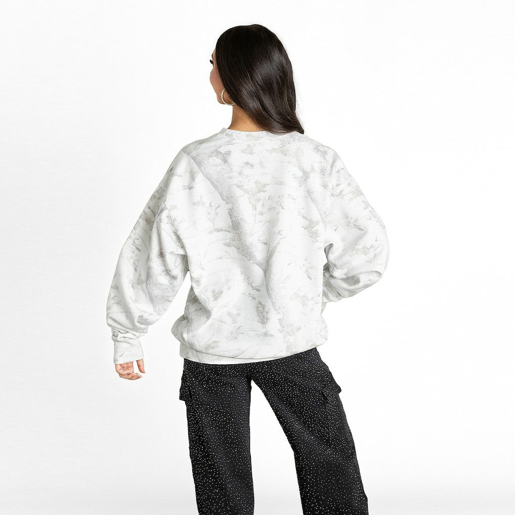 New York Giants Gameday Couture Women's Whiteout Oversized Premium Fleece Sweatshirt Arctic Camo | NFL