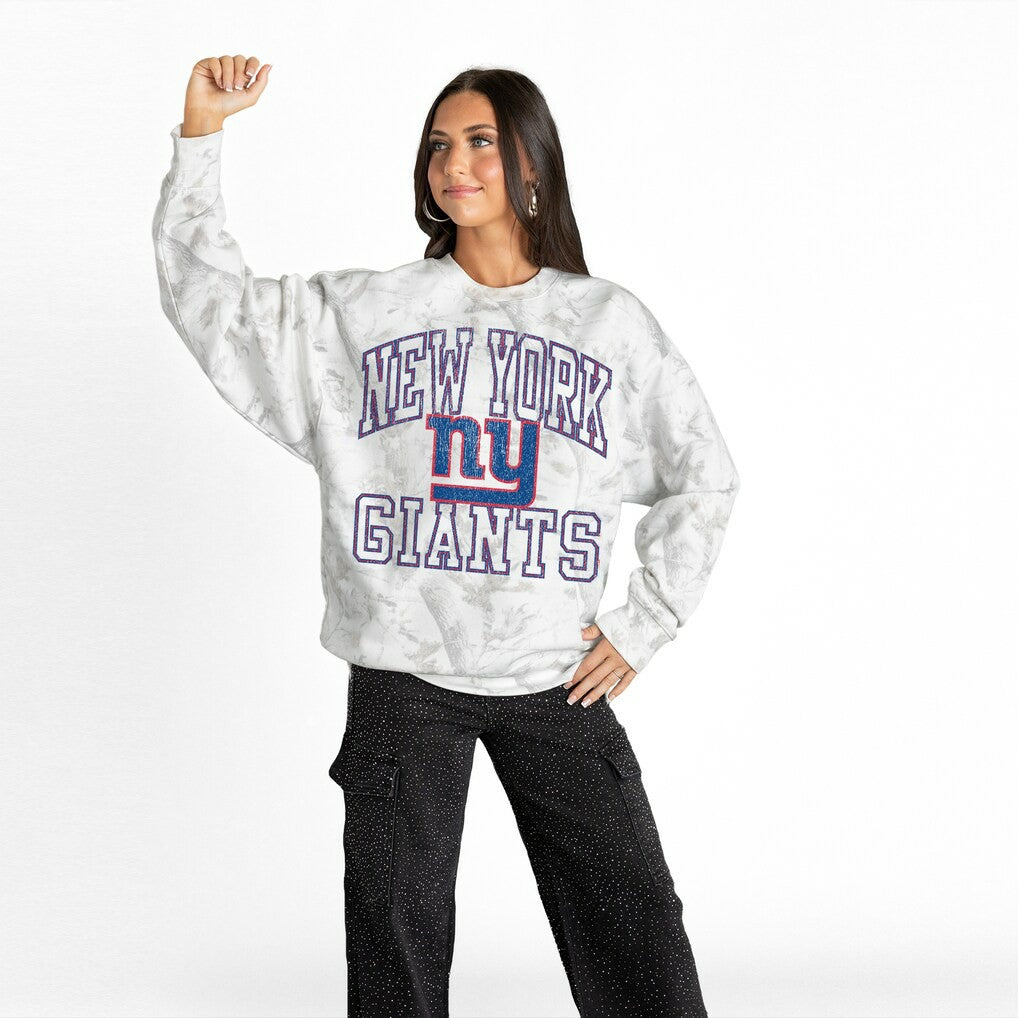 New York Giants Gameday Couture Women's Whiteout Oversized Premium Fleece Sweatshirt Arctic Camo | NFL