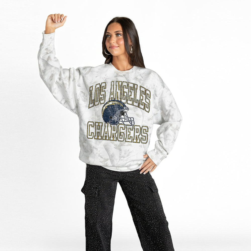 Los Angeles Chargers Gameday Couture Women's Whiteout Oversized Premium Fleece Sweatshirt Arctic Camo | NFL