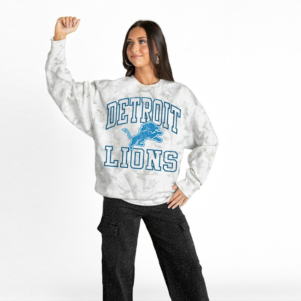 Detroit Lions Gameday Couture Women's Whiteout Oversized Premium Fleece Sweatshirt Arctic Camo | NFL