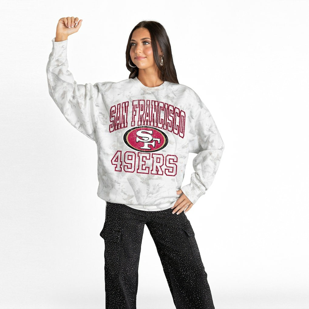 San Francisco 49ers Gameday Couture Women's Whiteout Oversized Premium Fleece Sweatshirt Arctic Camo | NFL