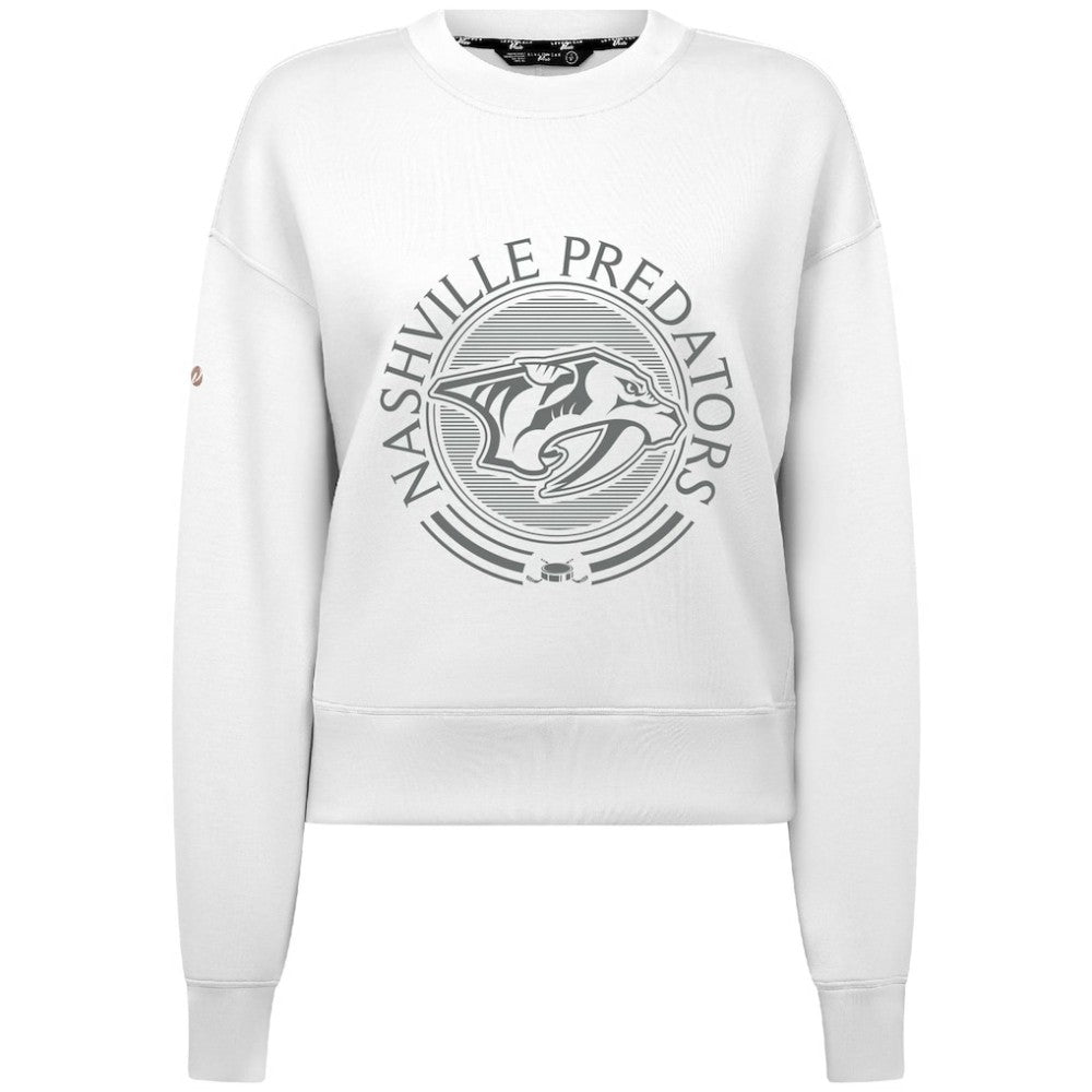 Nashville Predators Levelwear Women's Slate & Snow Sponge Tri-Blend Sweatshirt - White - NHL