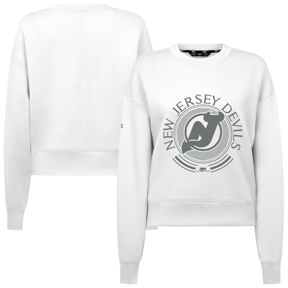 New Jersey Devils Levelwear Women's Slate & Snow Sponge Tri-Blend Sweatshirt - White - NHL