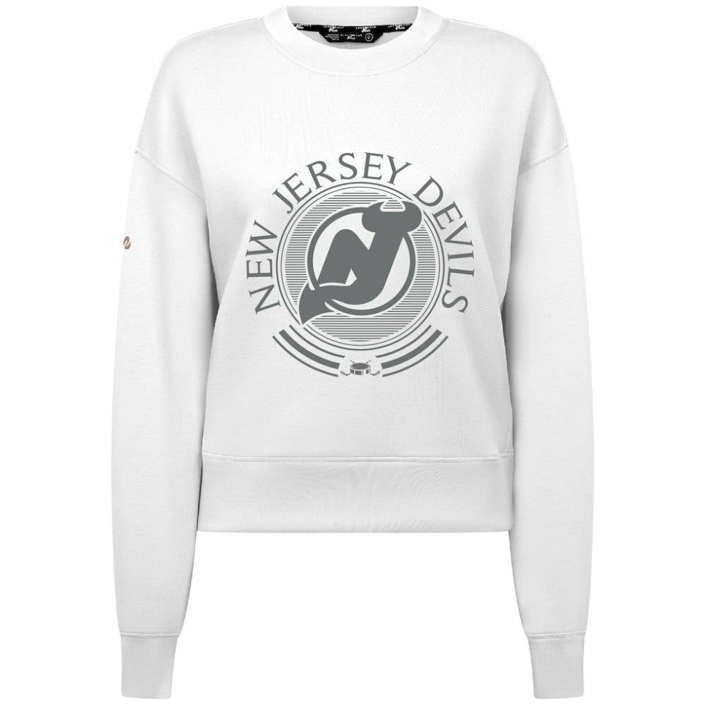 New Jersey Devils Levelwear Women's Slate & Snow Sponge Tri-Blend Sweatshirt - White - NHL