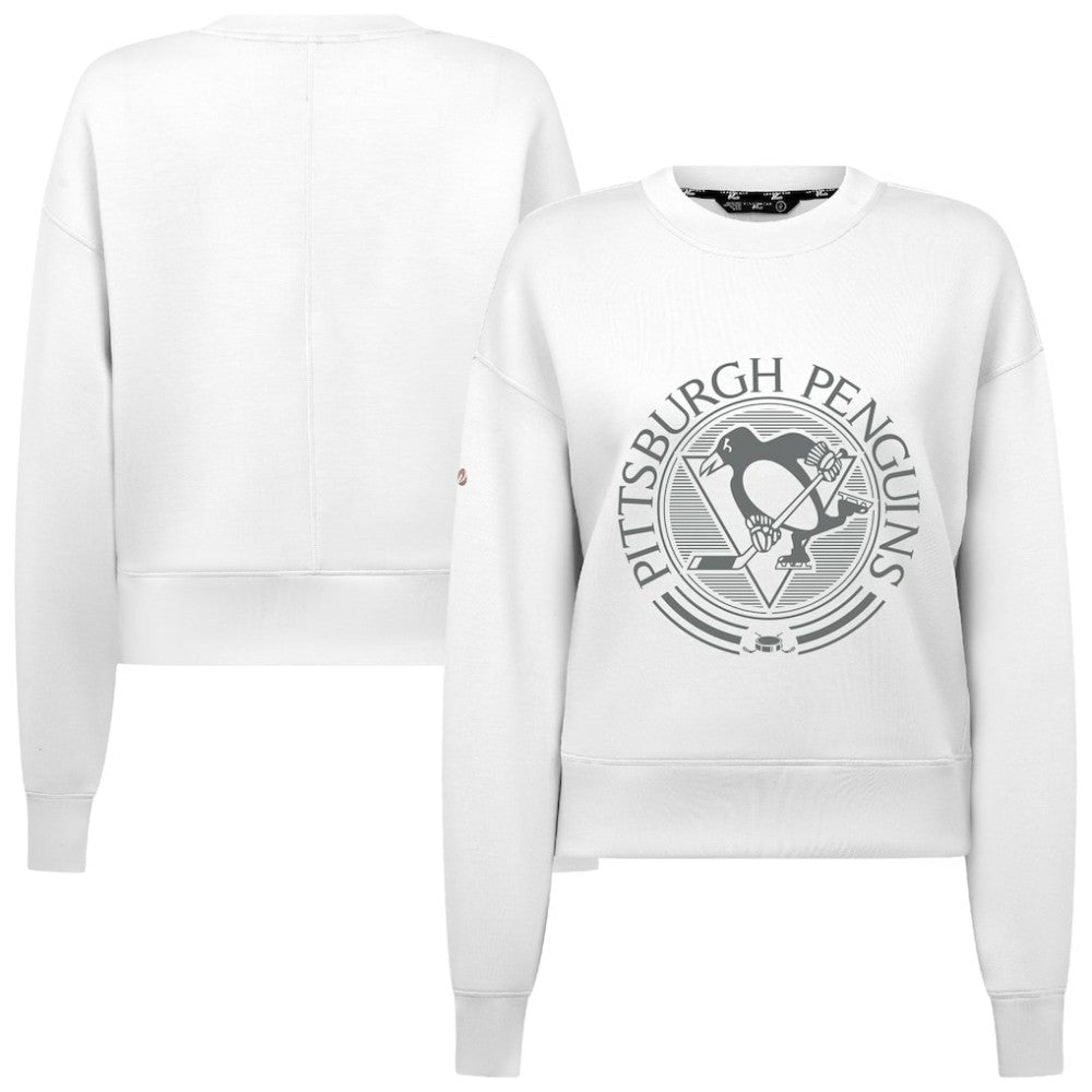 Pittsburgh Penguins Levelwear Women's Slate & Snow Sponge Tri-Blend Sweatshirt - White - NHL