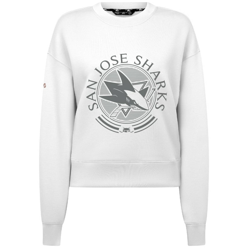 San Jose Sharks Levelwear Women's Slate & Snow Sponge Tri-Blend Sweatshirt - White - NHL