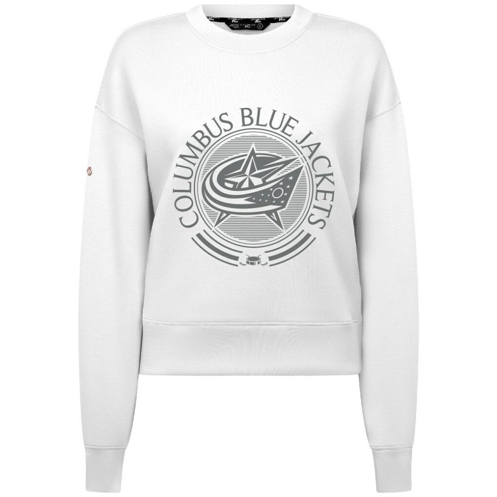 Columbus Blue Jackets Levelwear Women's Slate & Snow Sponge Tri-Blend Sweatshirt - White - NHL