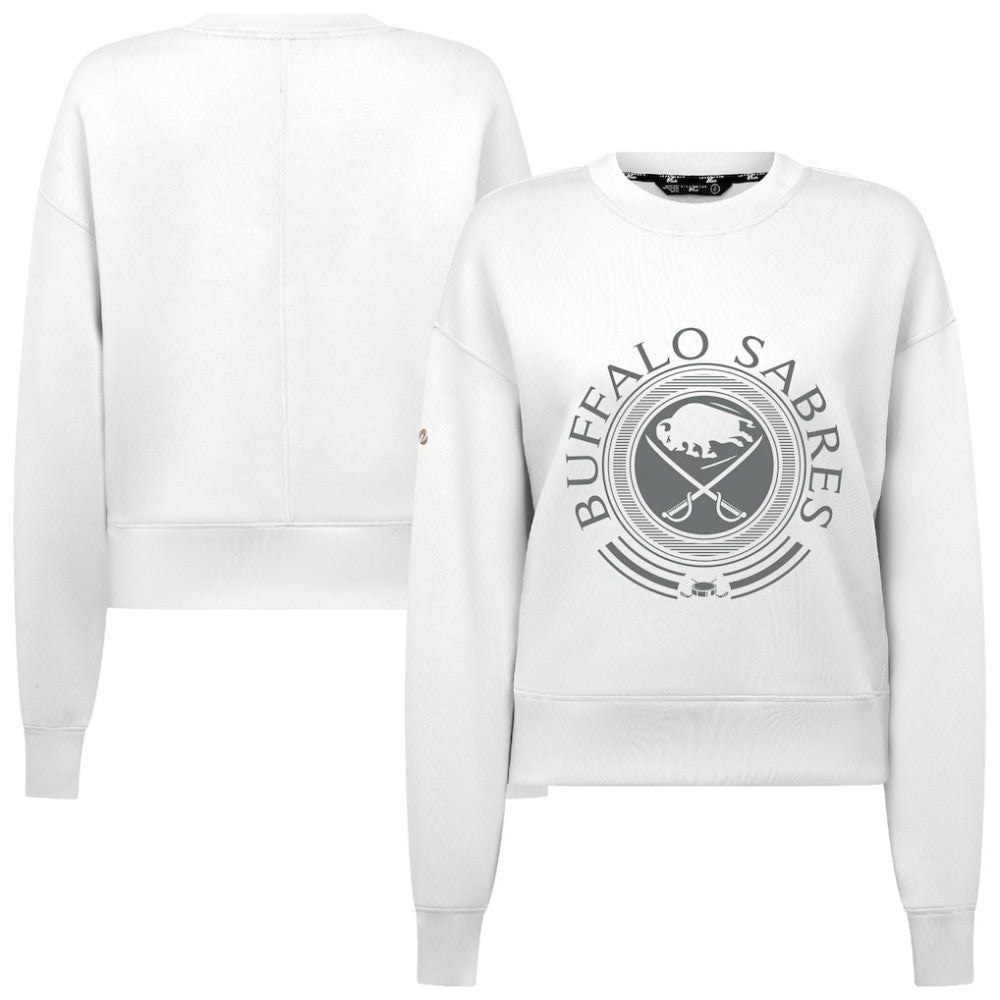 Buffalo Sabres Levelwear Women's Slate & Snow Sponge Tri-Blend Sweatshirt - White - NHL