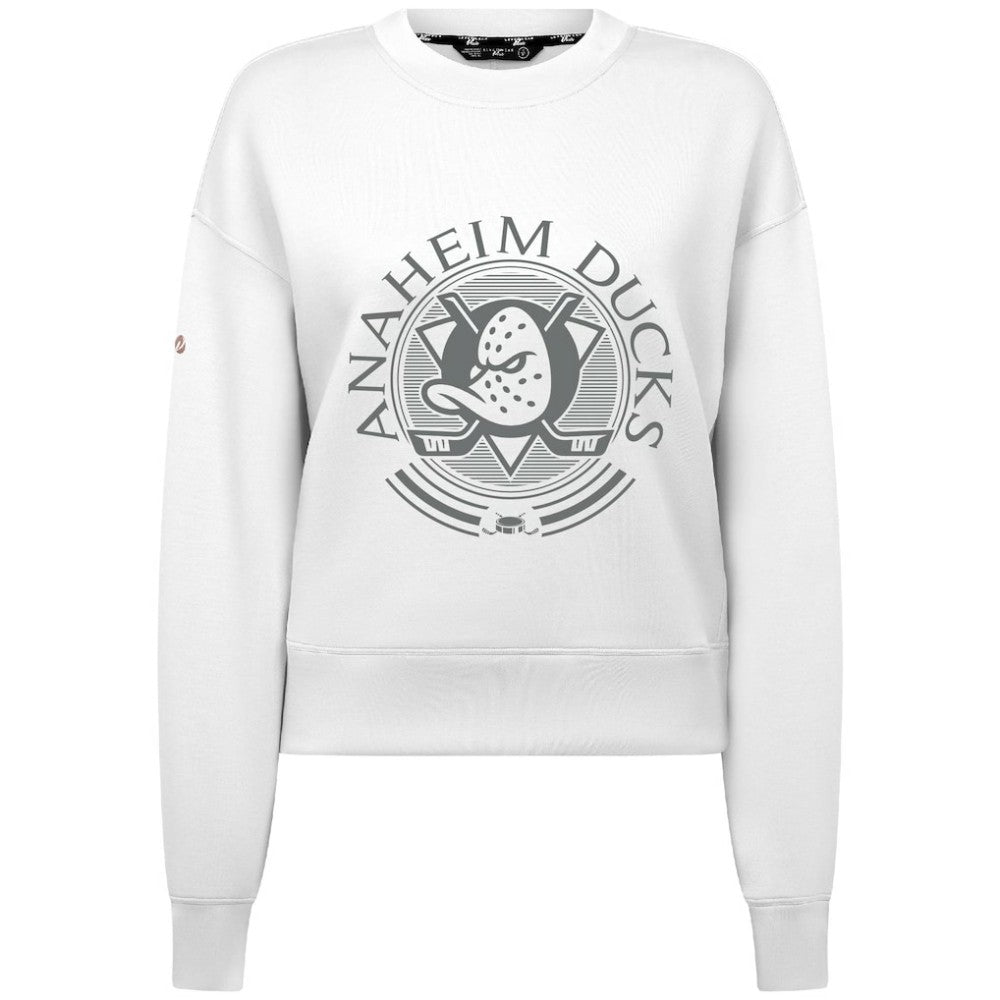 Anaheim Ducks Levelwear Women's Slate & Snow Sponge Tri-Blend Sweatshirt - White - NHL