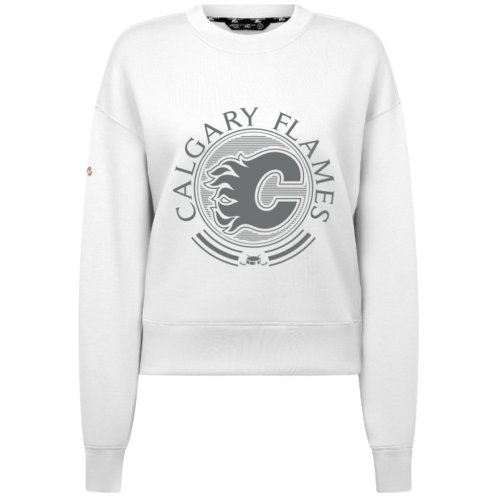 Calgary Flames Levelwear Women's Slate & Snow Sponge Tri-Blend Sweatshirt - White - NHL