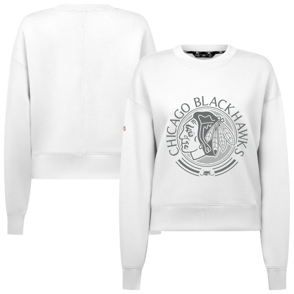 Chicago Blackhawks Levelwear Women's Slate & Snow Sponge Tri-Blend Sweatshirt - White - NHL