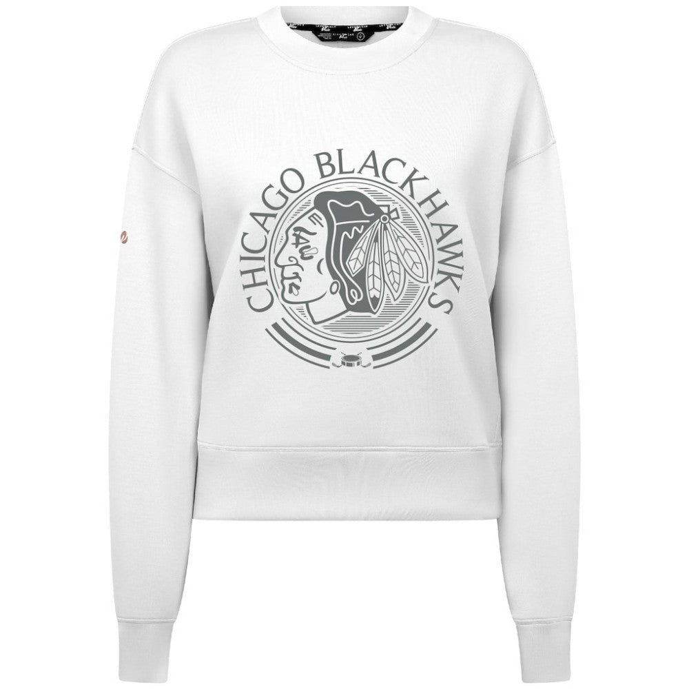 Chicago Blackhawks Levelwear Women's Slate & Snow Sponge Tri-Blend Sweatshirt - White - NHL