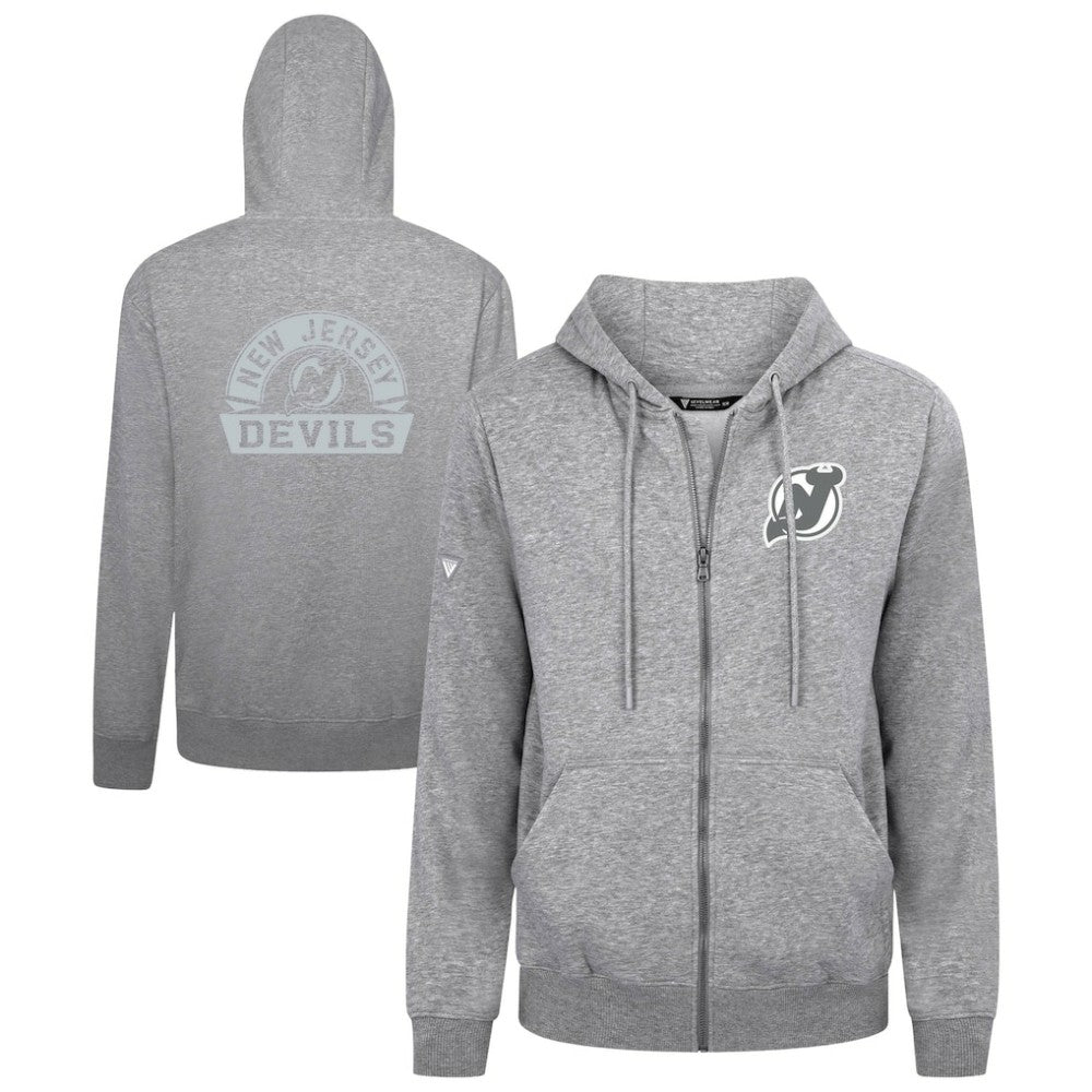 New Jersey Devils Levelwear Podium Chenille Logo Full-Zip Hoodie - Gray - NHL