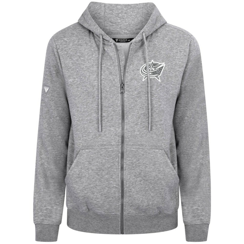Columbus Blue Jackets Levelwear Podium Chenille Logo Full-Zip Hoodie - Gray - NHL