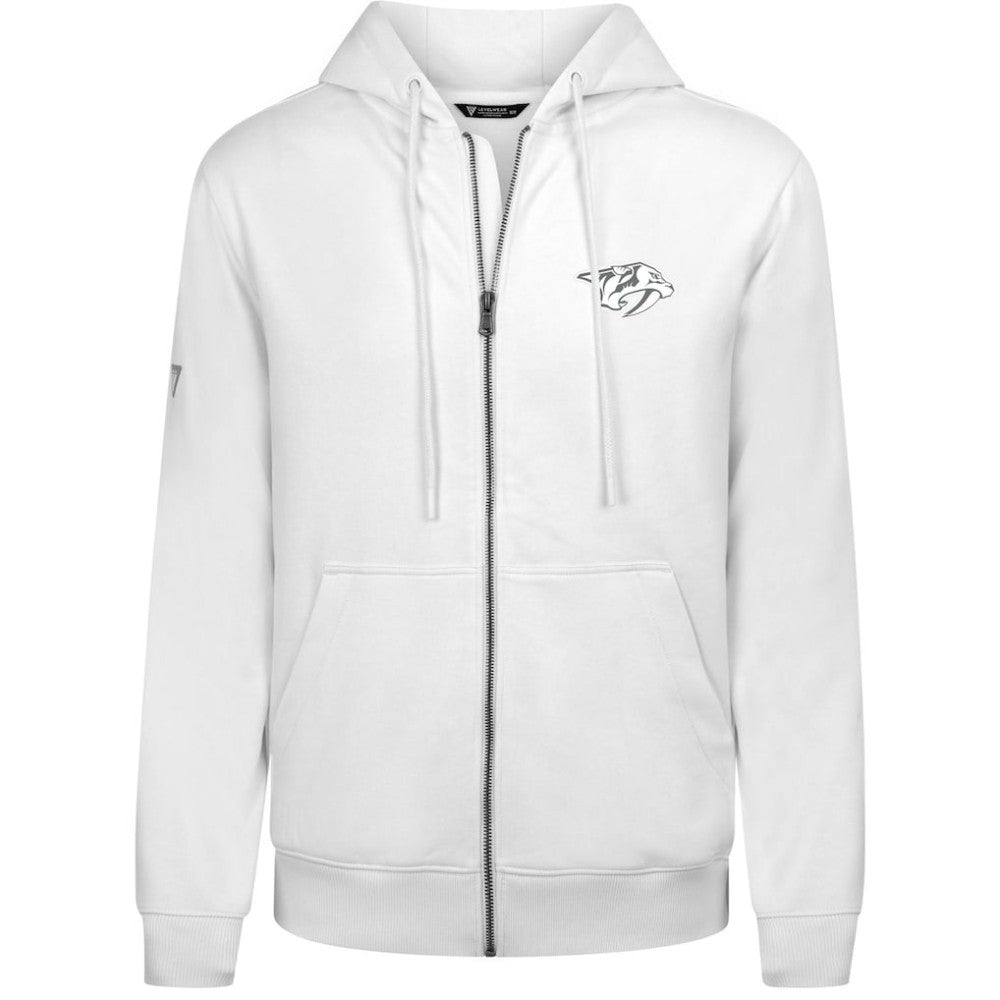 Nashville Predators Levelwear Podium Chenille Logo Full-Zip Hoodie - White - NHL