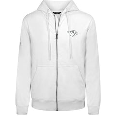 Nashville Predators Levelwear Podium Chenille Logo Full-Zip Hoodie - White - NHL