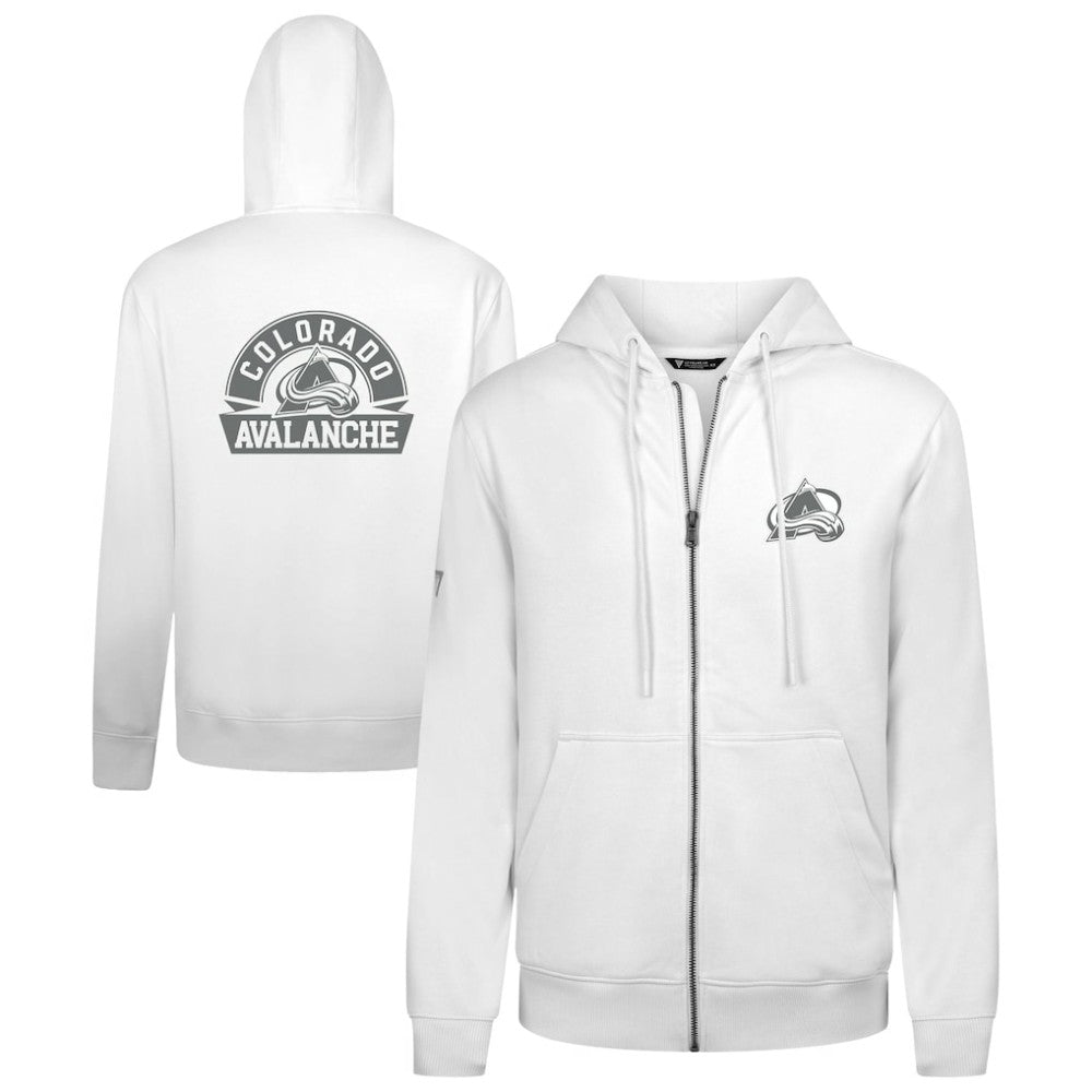 Colorado Avalanche Levelwear Podium Chenille Logo Full-Zip Hoodie - White - NHL