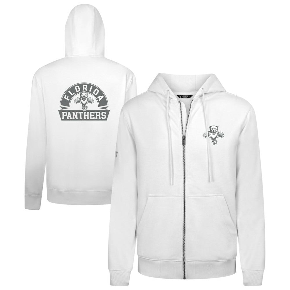 Florida Panthers Levelwear Podium Chenille Logo Full-Zip Hoodie - White - NHL