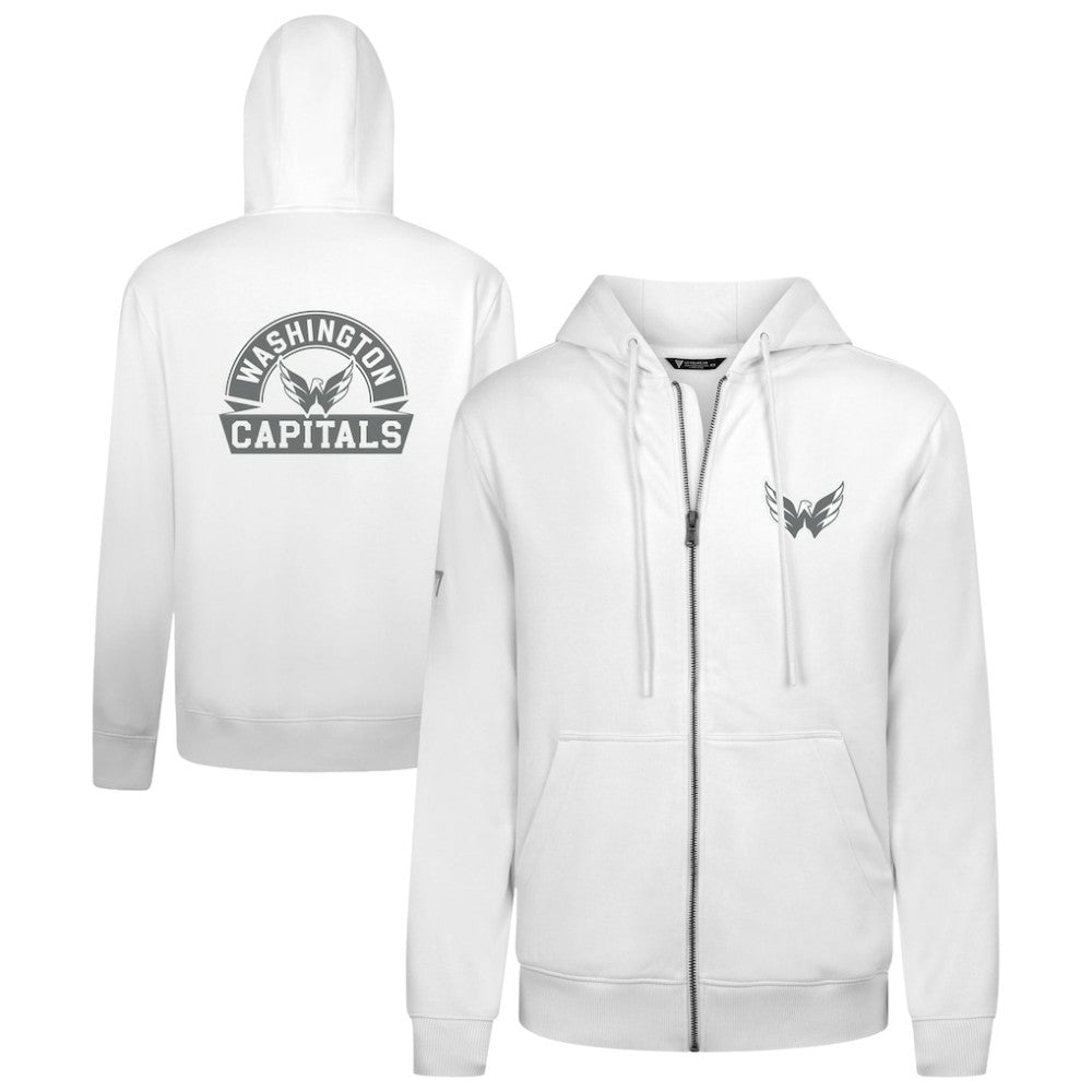 Washington Capitals Levelwear Podium Chenille Logo Full-Zip Hoodie - White - NHL