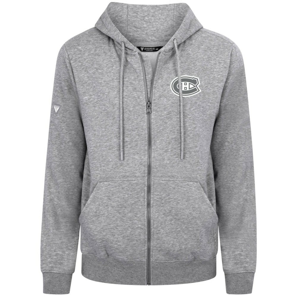 Montreal Canadiens Levelwear Podium Chenille Logo Full-Zip Hoodie - Gray - NHL