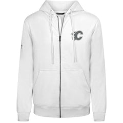 Calgary Flames Levelwear Podium Chenille Logo Full-Zip Hoodie - White - NHL