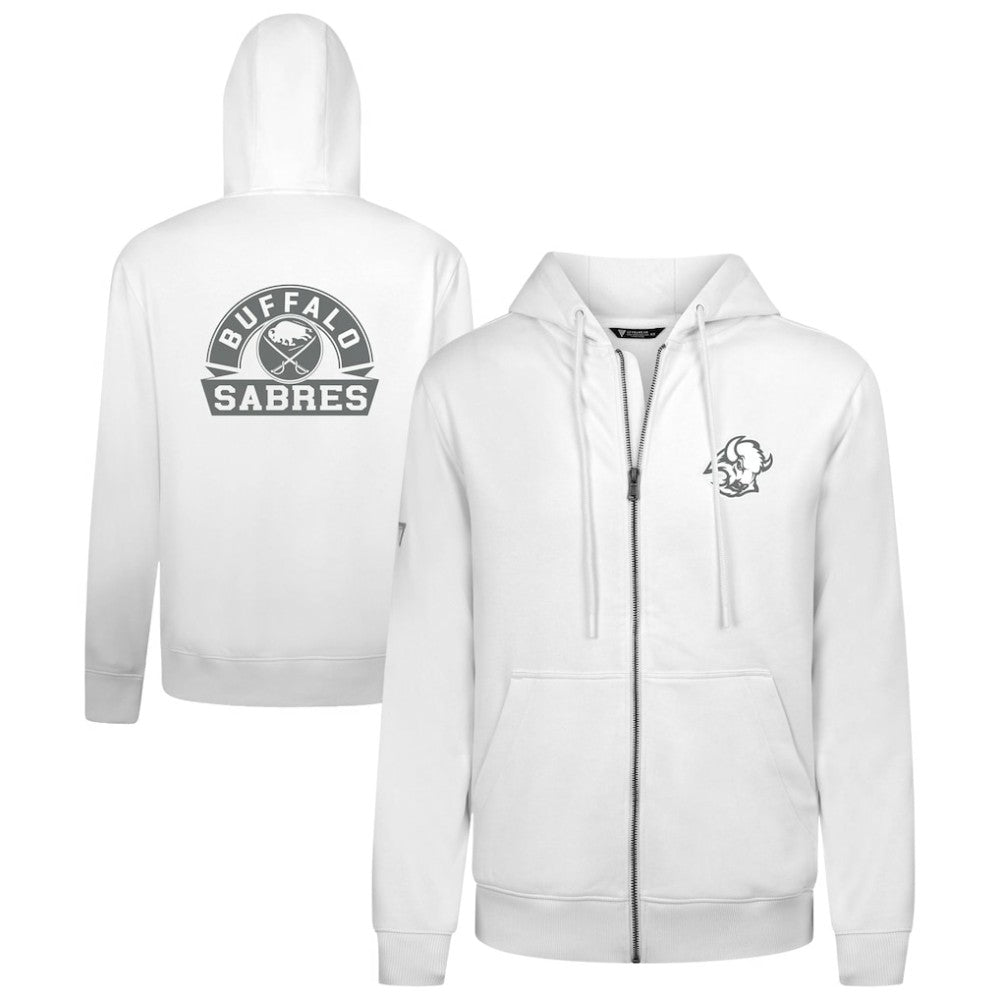 Buffalo Sabres Levelwear Podium Chenille Logo Full-Zip Hoodie - White - NHL