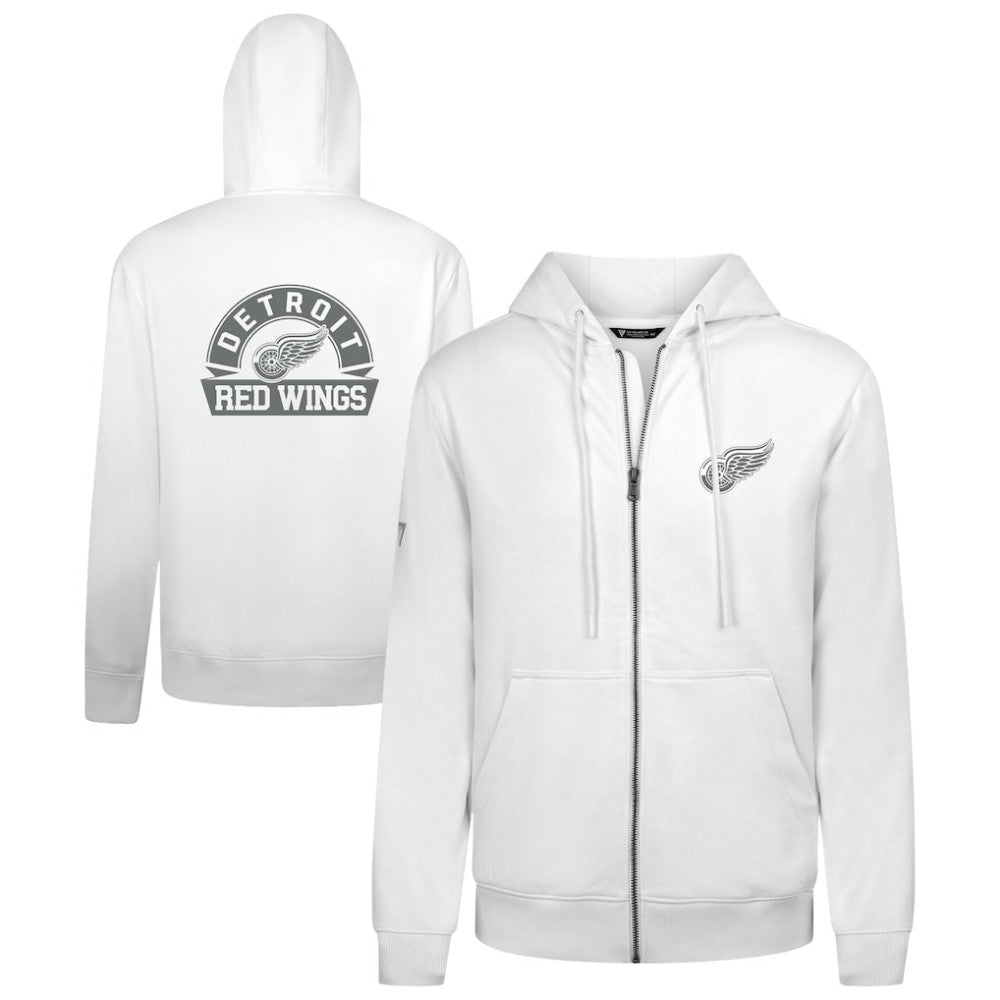 Detroit Red Wings Levelwear Podium Chenille Logo Full-Zip Hoodie - White - NHL