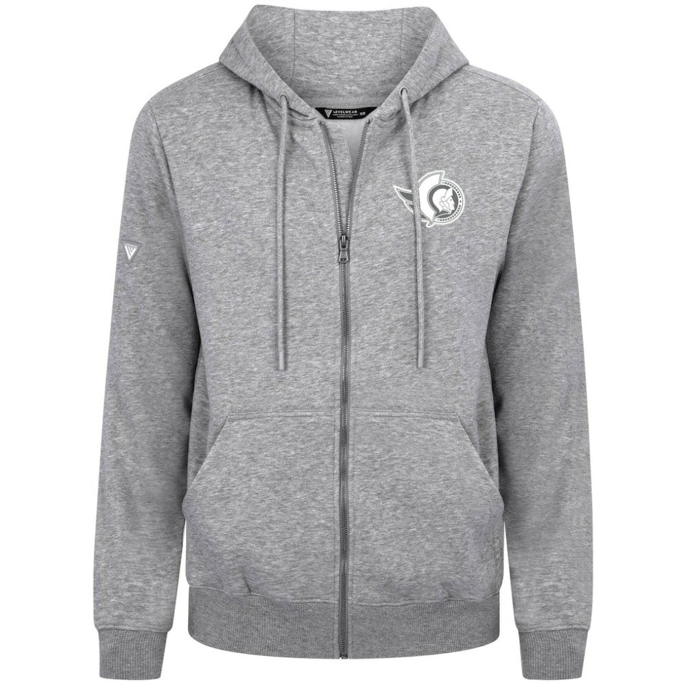 Ottawa Senators Levelwear Podium Chenille Logo Full-Zip Hoodie - Gray - NHL