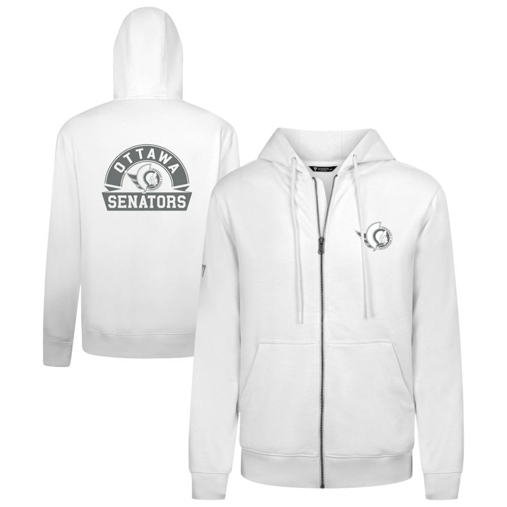 Ottawa Senators Levelwear Podium Chenille Logo Full-Zip Hoodie - White - NHL